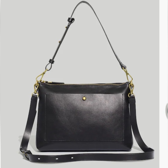 Madewell The Transport Shoulder Crossbody Shoulder Bag True Black Gold Hardware